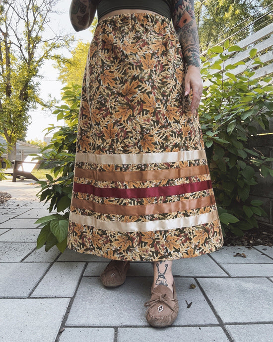 Load image into Gallery viewer, Lillie Nell Autumn Leaves Ribbon Skirt + Earrings Set Skirts in
