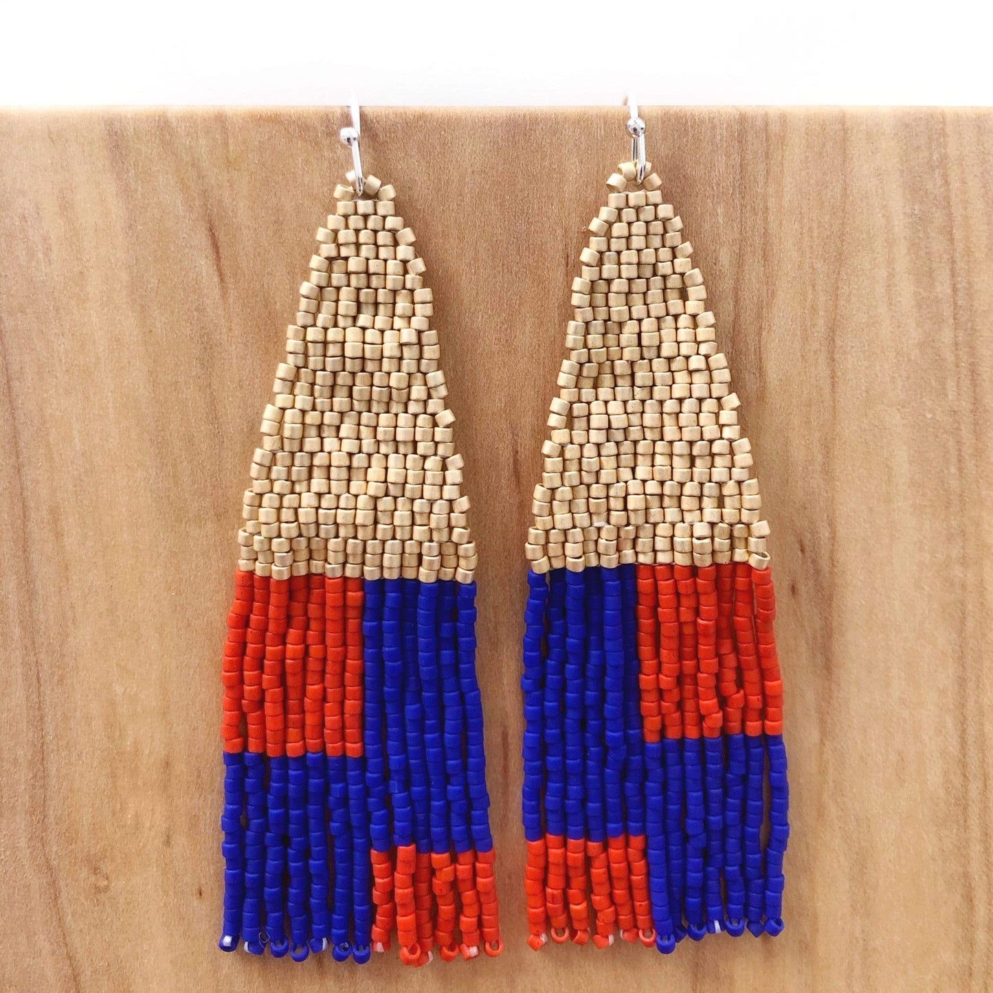 Load image into Gallery viewer, Lillie Nell Halito Earrings in Cobalt + Vermillion
