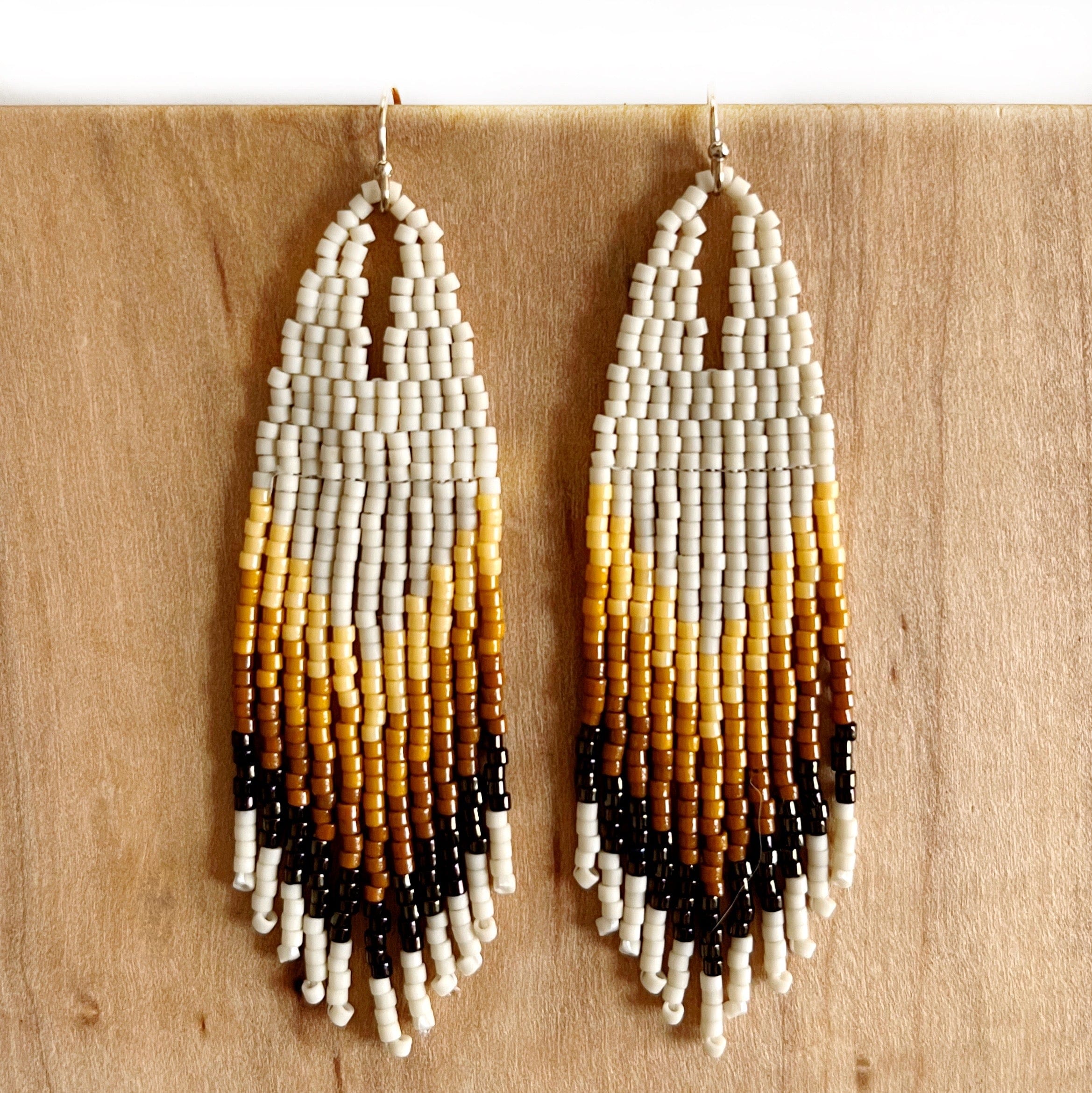 Long dangle beaded earrings Seed bead earrings ... - Folksy