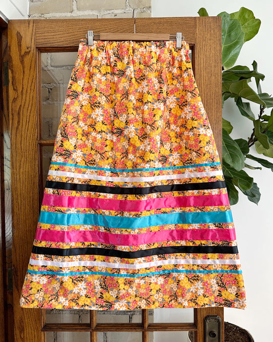 Load image into Gallery viewer, Lillie Nell Neon Autumn Floral Ribbon Skirt + Earrings Set Skirts in
