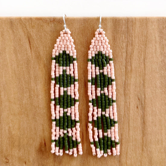 Load image into Gallery viewer, Lillie Nell Pokni Earrings in Blush + Fir
