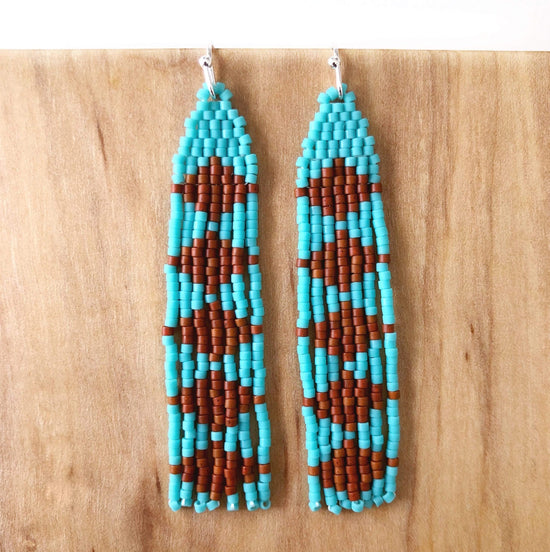 Load image into Gallery viewer, Lillie Nell Pokni Earrings in Cyan + Sienna
