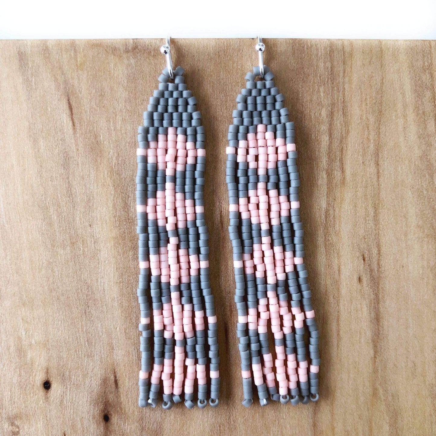 Load image into Gallery viewer, Lillie Nell Pokni Earrings in Grey + Blush
