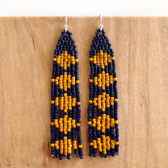 Load image into Gallery viewer, Lillie Nell Pokni Earrings in Navy + Maple
