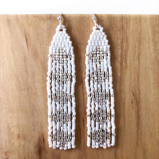 Lillie Nell Pokni Earrings in White + Silver