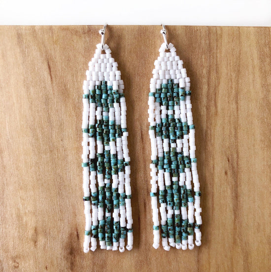 Lillie Nell Pokni Earrings in White + Turquoise
