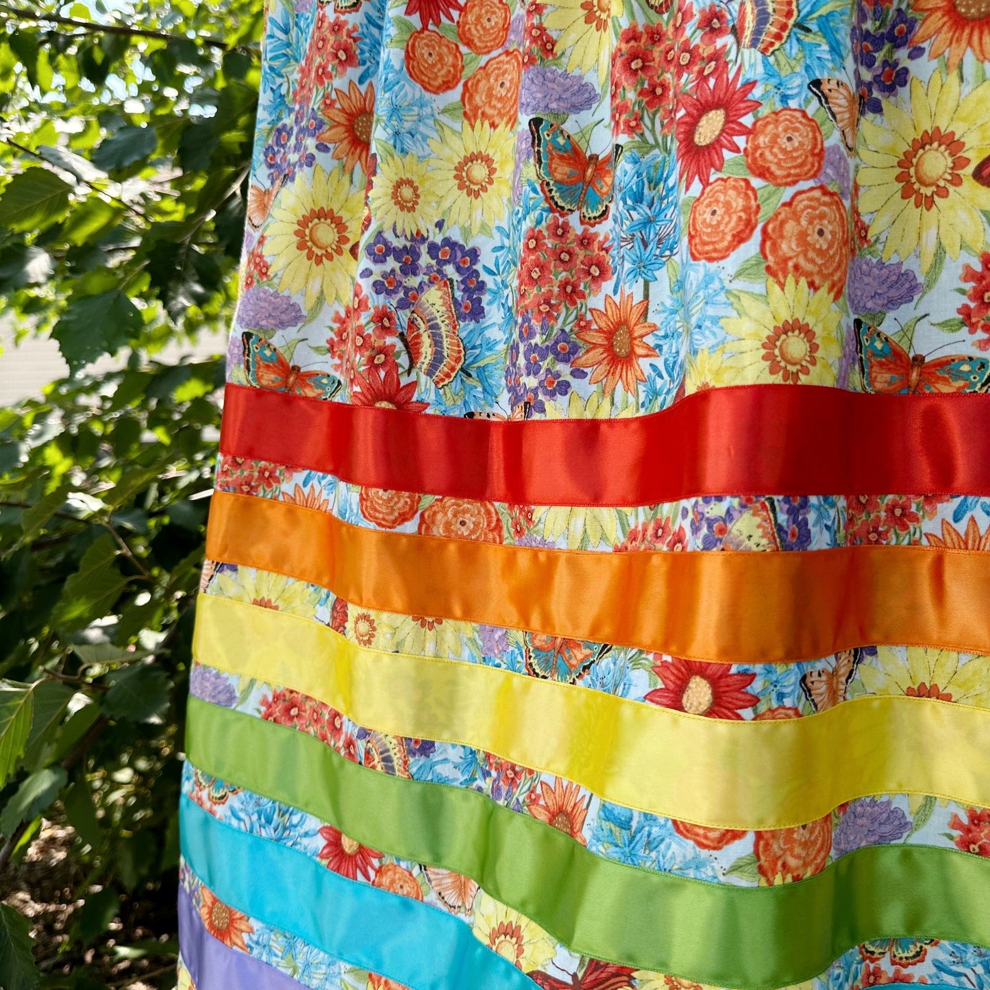 Lillie Nell Rainbow Garden Ribbon Skirt + Earrings Set Skirts in
