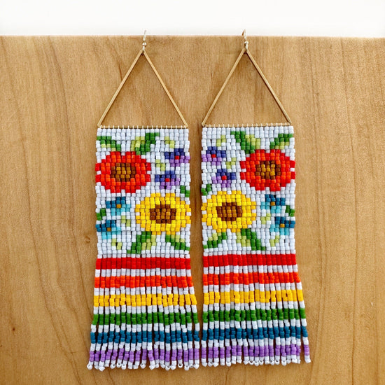 Load image into Gallery viewer, Lillie Nell Rainbow Garden Ribbon Skirt + Earrings Set Skirts in
