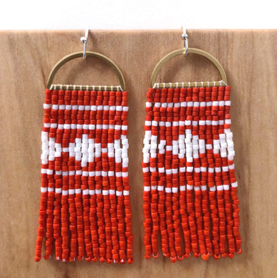 Lillie Nell Sinti Earrings in Vermillion + White