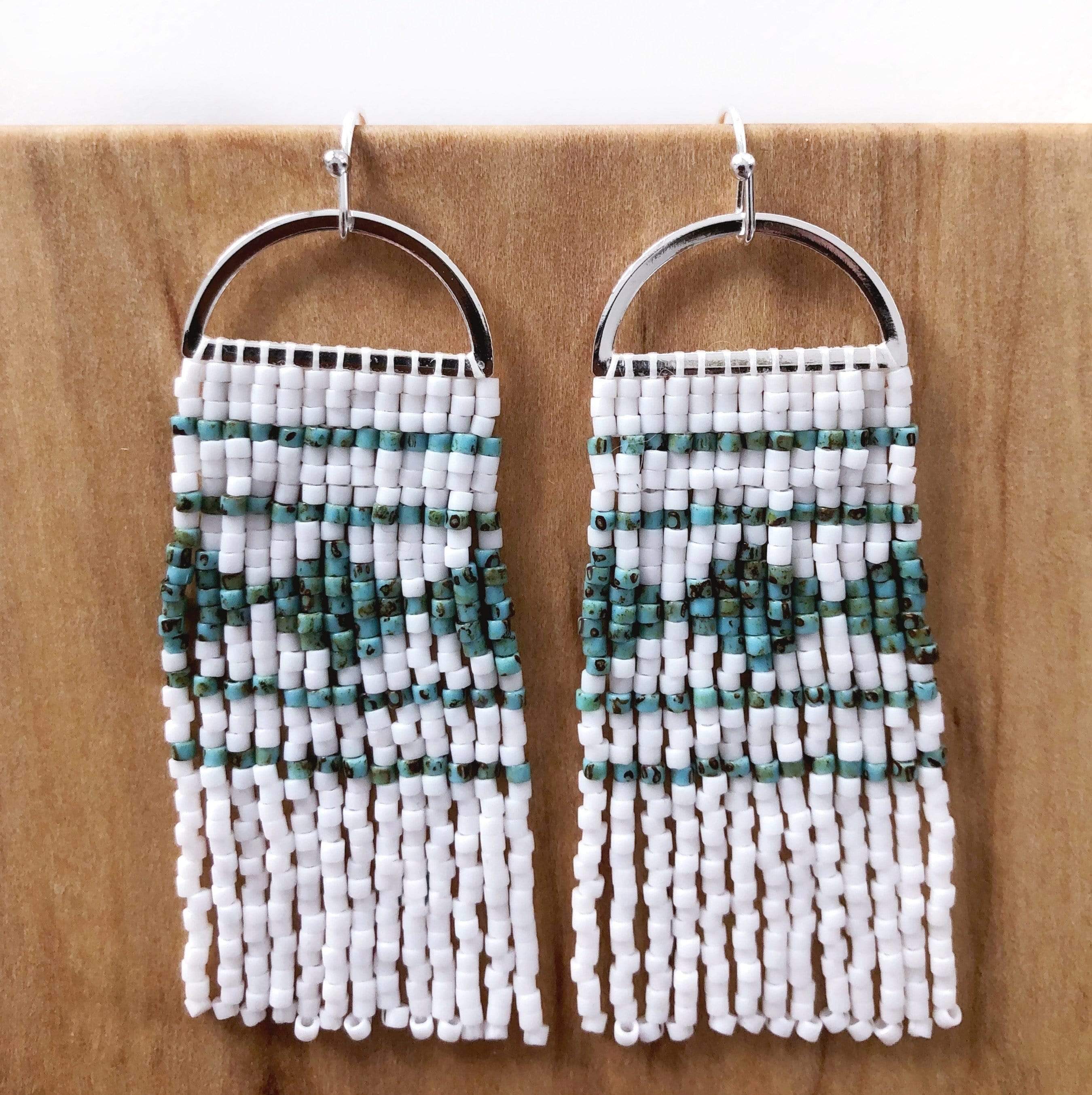Lillie Nell Sinti Earrings in White + Turquoise